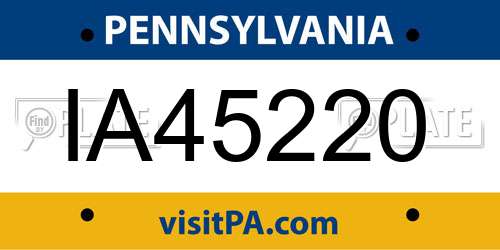IA45220 Pennsylvania License Plate