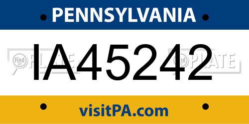 IA45242 Pennsylvania License Plate