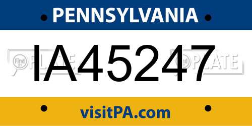 IA45247 Pennsylvania License Plate