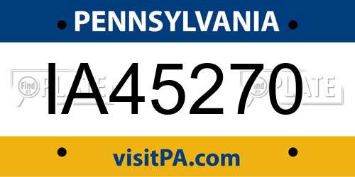 IA45270 Pennsylvania License Plate