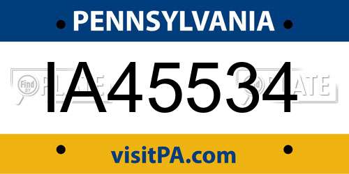 IA45534 Pennsylvania License Plate