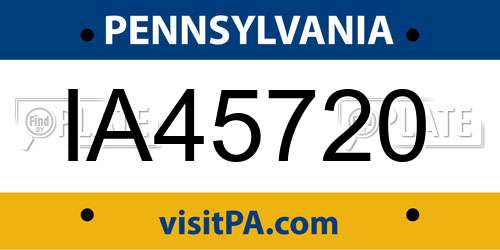 IA45720 Pennsylvania License Plate