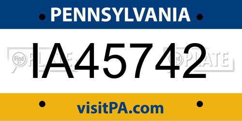 IA45742 Pennsylvania License Plate
