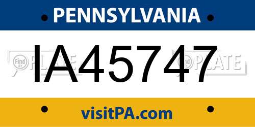 IA45747 Pennsylvania License Plate