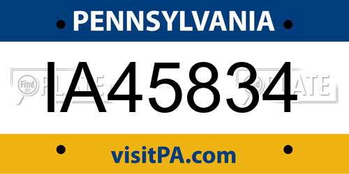 IA45834 Pennsylvania License Plate
