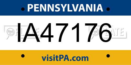 IA47176 Pennsylvania License Plate