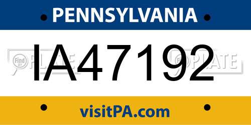 IA47192 Pennsylvania License Plate