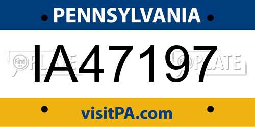 IA47197 Pennsylvania License Plate