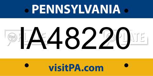 IA48220 Pennsylvania License Plate