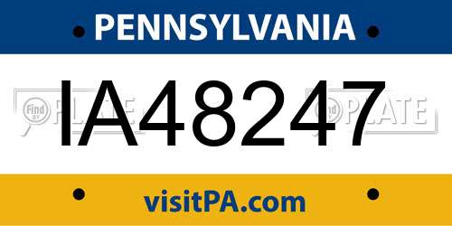 IA48247 Pennsylvania License Plate