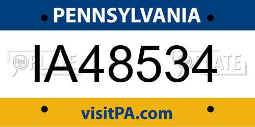 IA48534 Pennsylvania License Plate