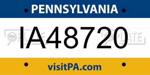 IA48720 Pennsylvania License Plate