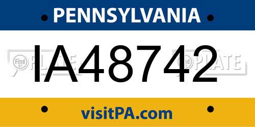 IA48742 Pennsylvania License Plate