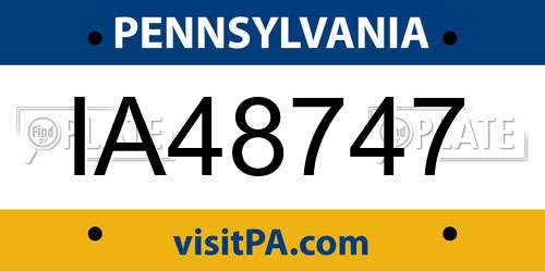 IA48747 Pennsylvania License Plate