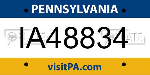IA48834 Pennsylvania License Plate