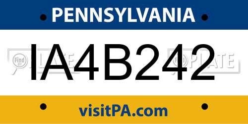 IA4B242 Pennsylvania License Plate
