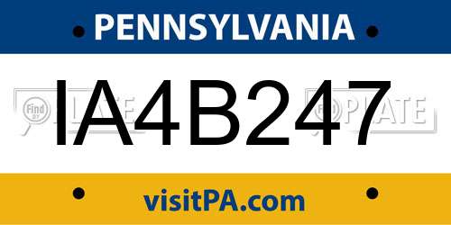 IA4B247 Pennsylvania License Plate
