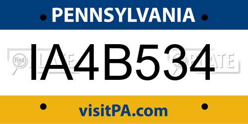 IA4B534 Pennsylvania License Plate