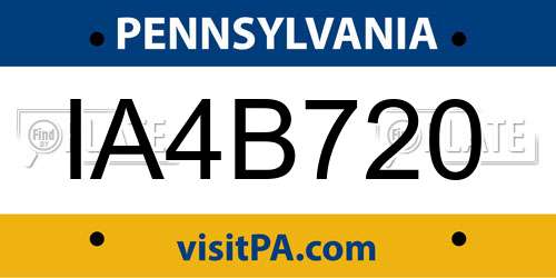 IA4B720 Pennsylvania License Plate