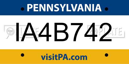IA4B742 Pennsylvania License Plate