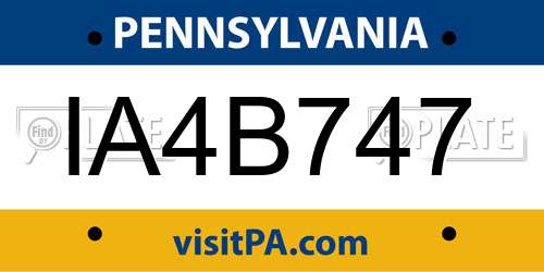IA4B747 Pennsylvania License Plate