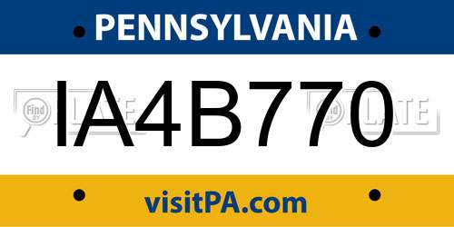 IA4B770 Pennsylvania License Plate