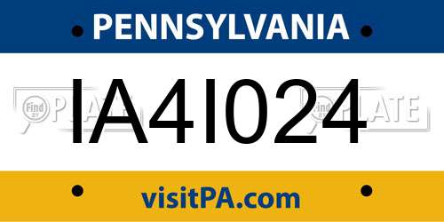 IA4I024 Pennsylvania License Plate