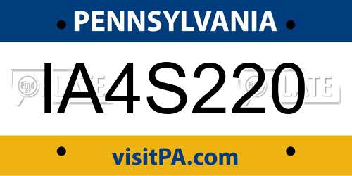 IA4S220 Pennsylvania License Plate