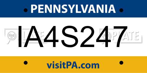 IA4S247 Pennsylvania License Plate