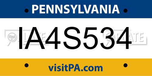 IA4S534 Pennsylvania License Plate