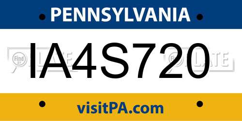 IA4S720 Pennsylvania License Plate