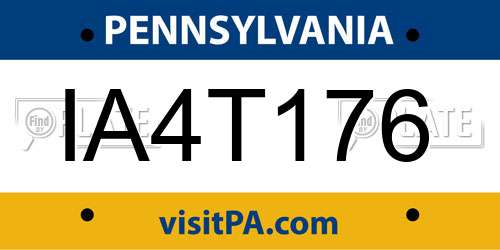 IA4T176 Pennsylvania License Plate