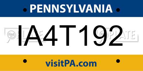 IA4T192 Pennsylvania License Plate