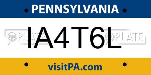 IA4T6L Pennsylvania License Plate