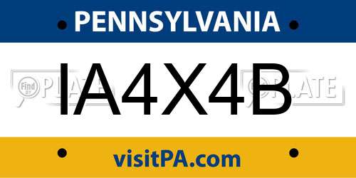 IA4X4B Pennsylvania License Plate