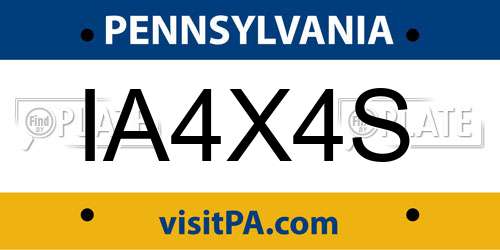IA4X4S Pennsylvania License Plate