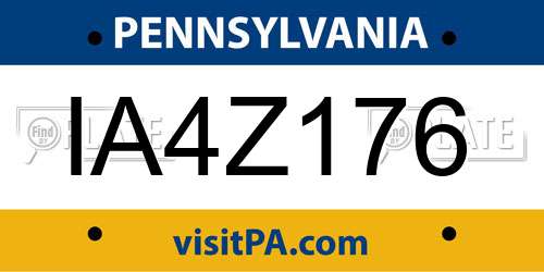 IA4Z176 Pennsylvania License Plate