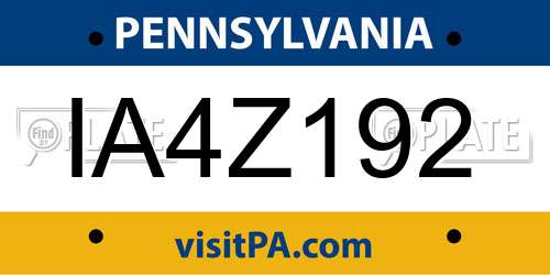 IA4Z192 Pennsylvania License Plate