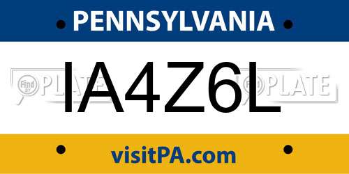 IA4Z6L Pennsylvania License Plate