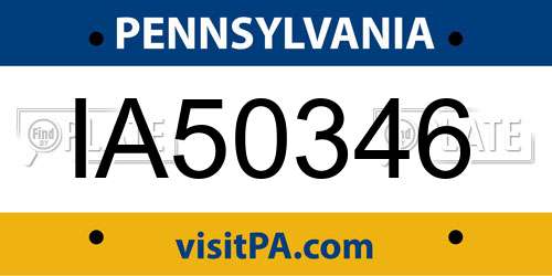 IA50346 Pennsylvania License Plate