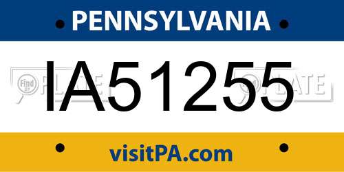 IA51255 Pennsylvania License Plate