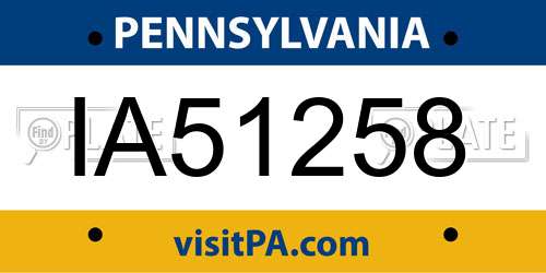 IA51258 Pennsylvania License Plate