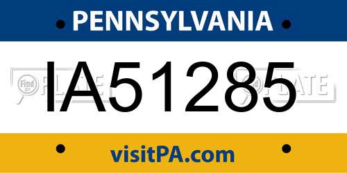 IA51285 Pennsylvania License Plate