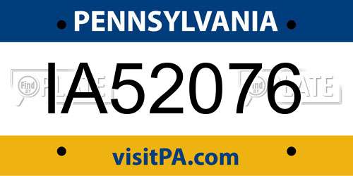 IA52076 Pennsylvania License Plate