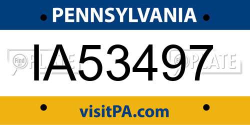 IA53497 Pennsylvania License Plate