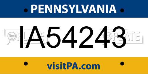 IA54243 Pennsylvania License Plate