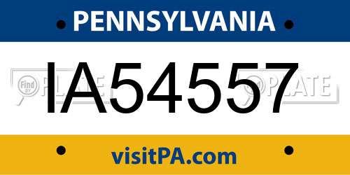 IA54557 Pennsylvania License Plate