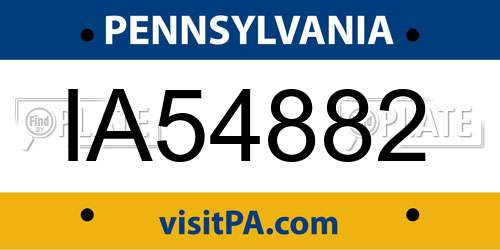 IA54882 Pennsylvania License Plate