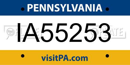 IA55253 Pennsylvania License Plate