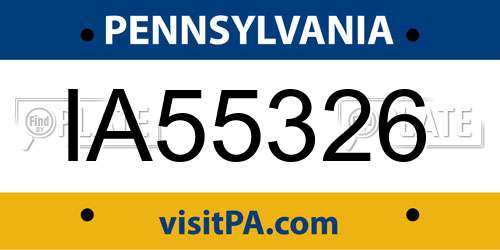 IA55326 Pennsylvania License Plate